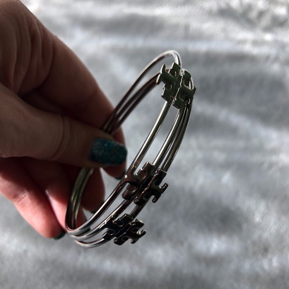 Tory Burch Silver Bangles - Set of 3 Bracelets - Picture 5 of 9
